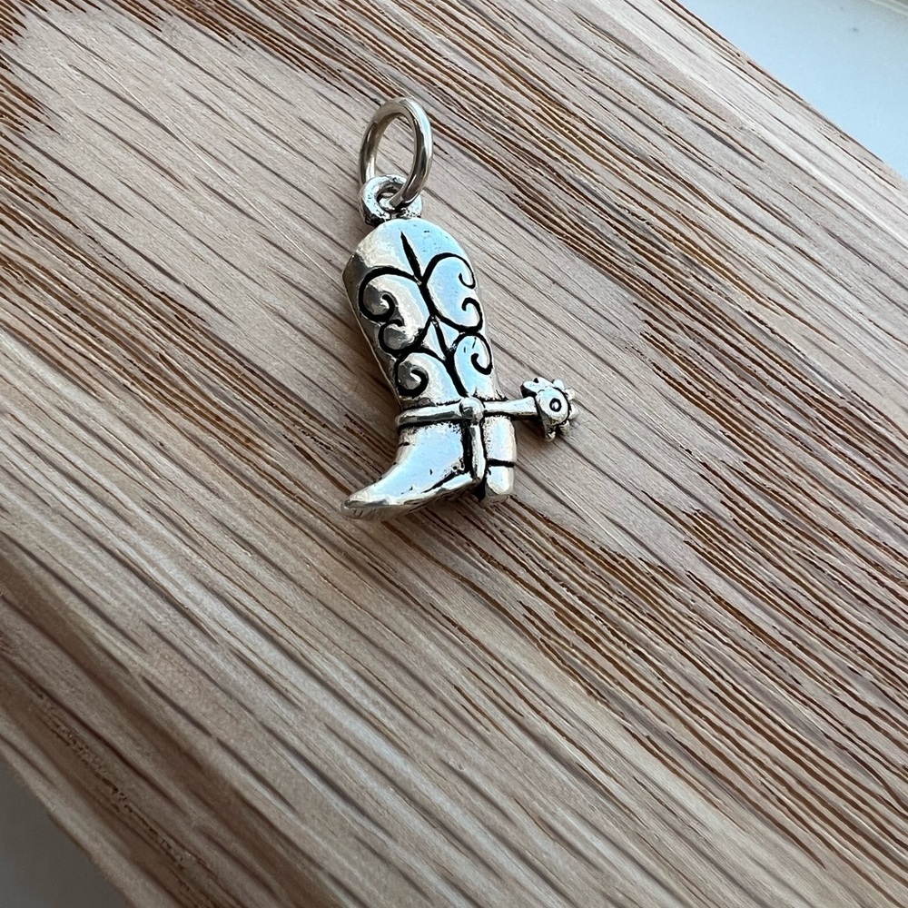 Vintage Cowboy Boot Sterling Silver 925 NOS Western Charm Pendant